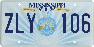 MS license plate ZLY106