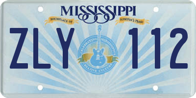 MS license plate ZLY112
