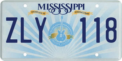 MS license plate ZLY118
