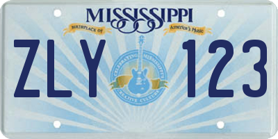 MS license plate ZLY123