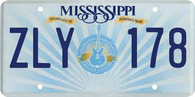 MS license plate ZLY178