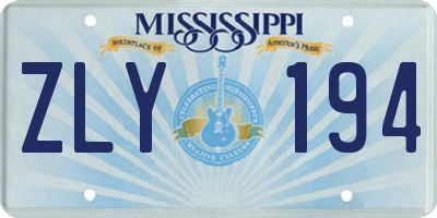 MS license plate ZLY194