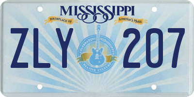 MS license plate ZLY207