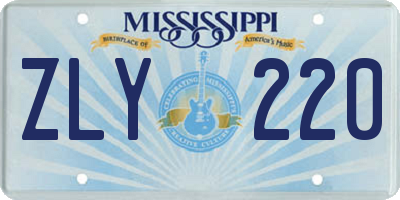 MS license plate ZLY220