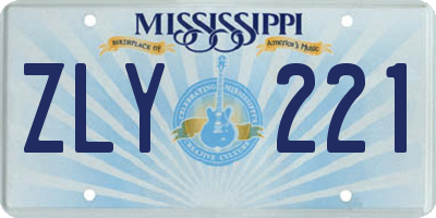 MS license plate ZLY221