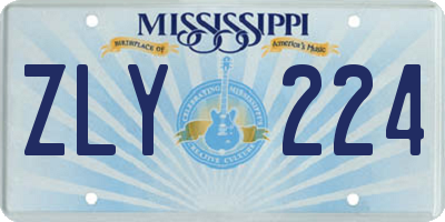 MS license plate ZLY224