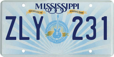 MS license plate ZLY231