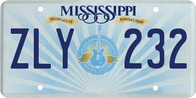 MS license plate ZLY232