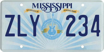 MS license plate ZLY234