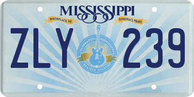 MS license plate ZLY239