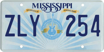 MS license plate ZLY254