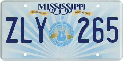 MS license plate ZLY265