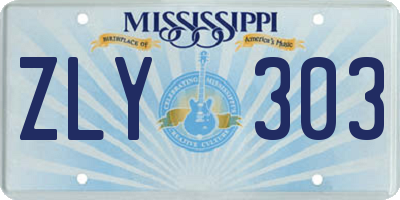 MS license plate ZLY303