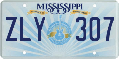 MS license plate ZLY307