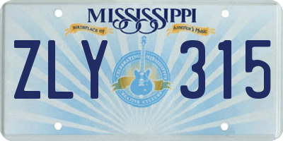 MS license plate ZLY315