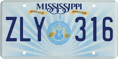 MS license plate ZLY316