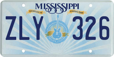MS license plate ZLY326