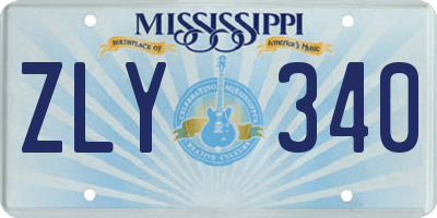 MS license plate ZLY340