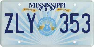 MS license plate ZLY353