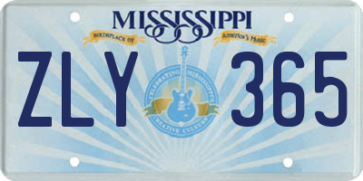 MS license plate ZLY365