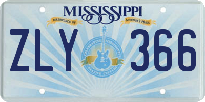MS license plate ZLY366