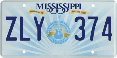MS license plate ZLY374