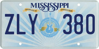 MS license plate ZLY380