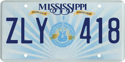MS license plate ZLY418
