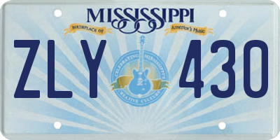 MS license plate ZLY430