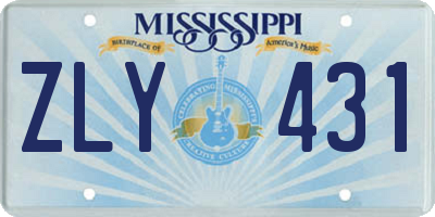 MS license plate ZLY431