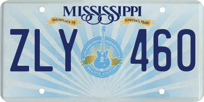 MS license plate ZLY460