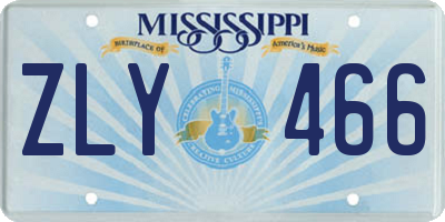 MS license plate ZLY466