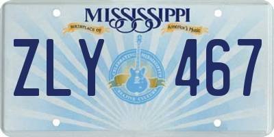 MS license plate ZLY467
