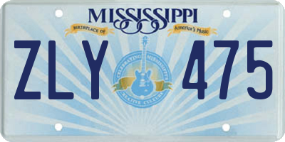 MS license plate ZLY475