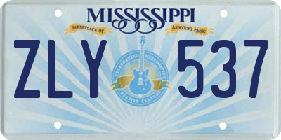 MS license plate ZLY537