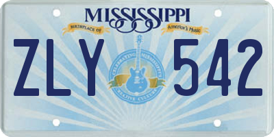 MS license plate ZLY542