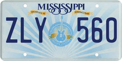 MS license plate ZLY560