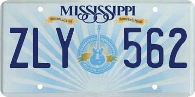 MS license plate ZLY562