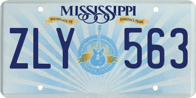 MS license plate ZLY563