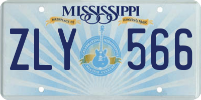 MS license plate ZLY566