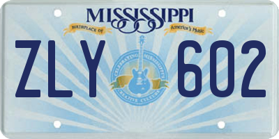 MS license plate ZLY602