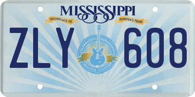 MS license plate ZLY608