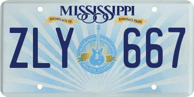 MS license plate ZLY667