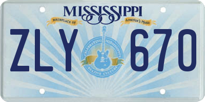 MS license plate ZLY670