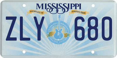 MS license plate ZLY680