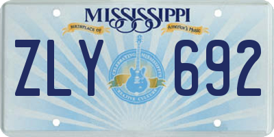MS license plate ZLY692