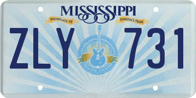 MS license plate ZLY731
