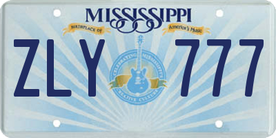 MS license plate ZLY777