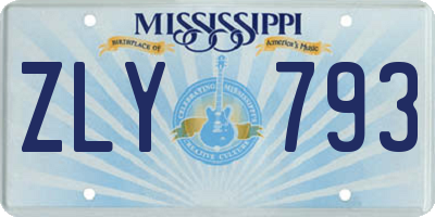 MS license plate ZLY793