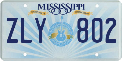 MS license plate ZLY802